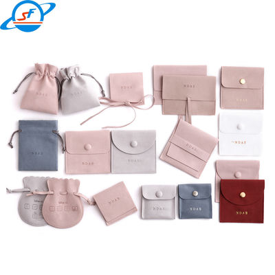 Luxury jewelry velvet Bag with custom logo suede gift wrap small drawstring bag